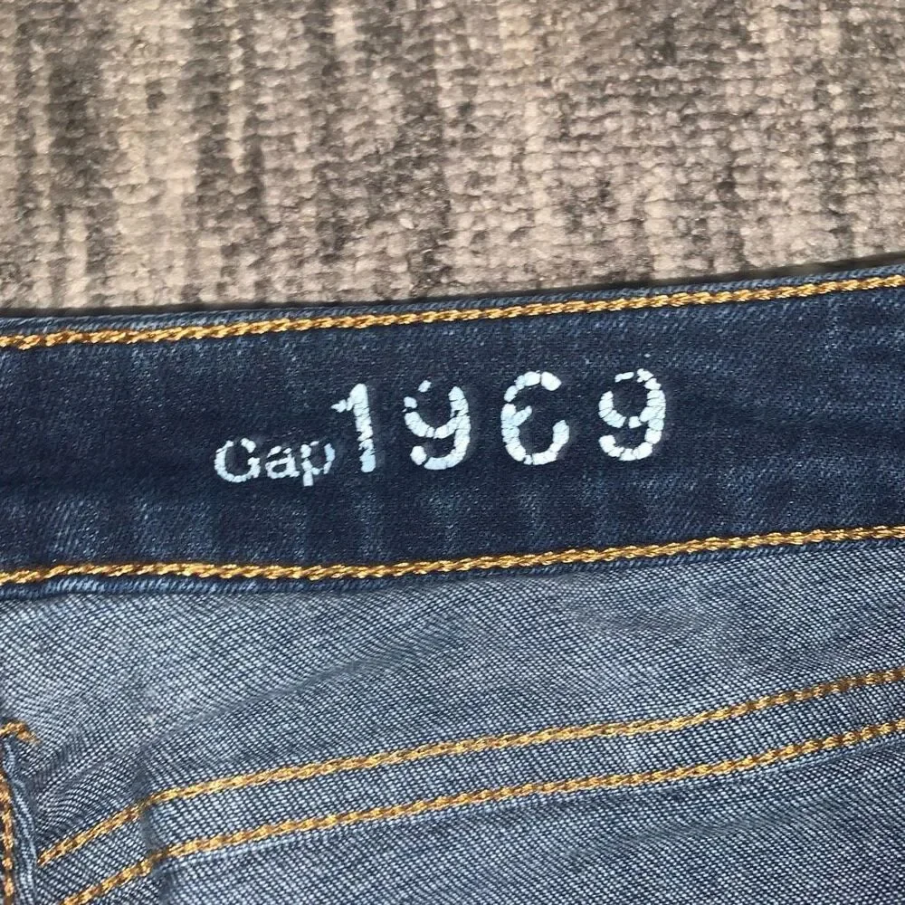 Gap 1969 Women’s Sexy Boot Blue Jeans Size‎ 27xL Raw Hem Dark Wash Low Rise
